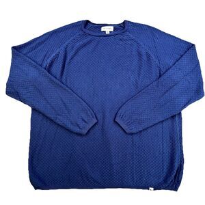 Free Assembly Sweater Mens 2XL Blue Crewneck Textured Cable Knit Cotton Blend